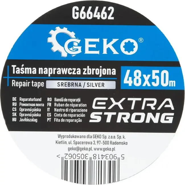 GEKO Versterkte reparatietape 48 mm x 50 m zilver voor repareren en afdichten