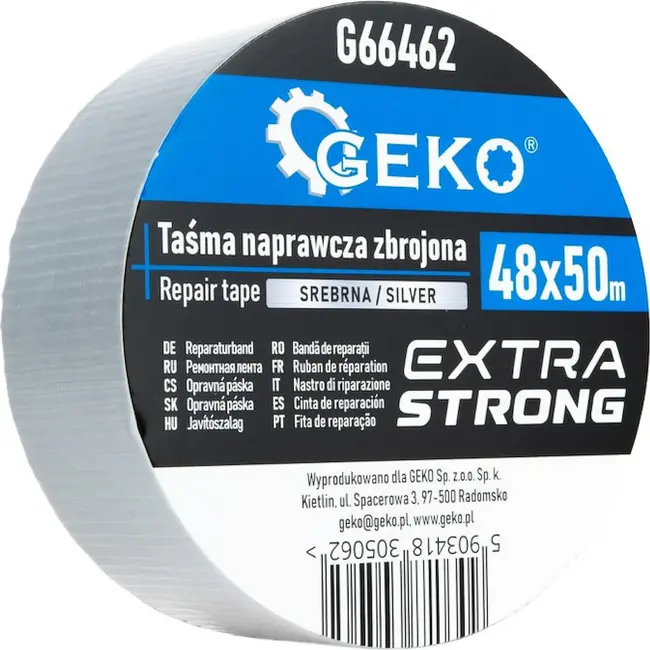 GEKO Versterkte reparatietape 48 mm x 50 m zilver voor repareren en afdichten