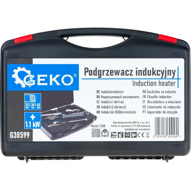 GEKO Inductieverhitter 1300 W 230 V met 25, 30 en 45 mm spoelen in draagkoffer