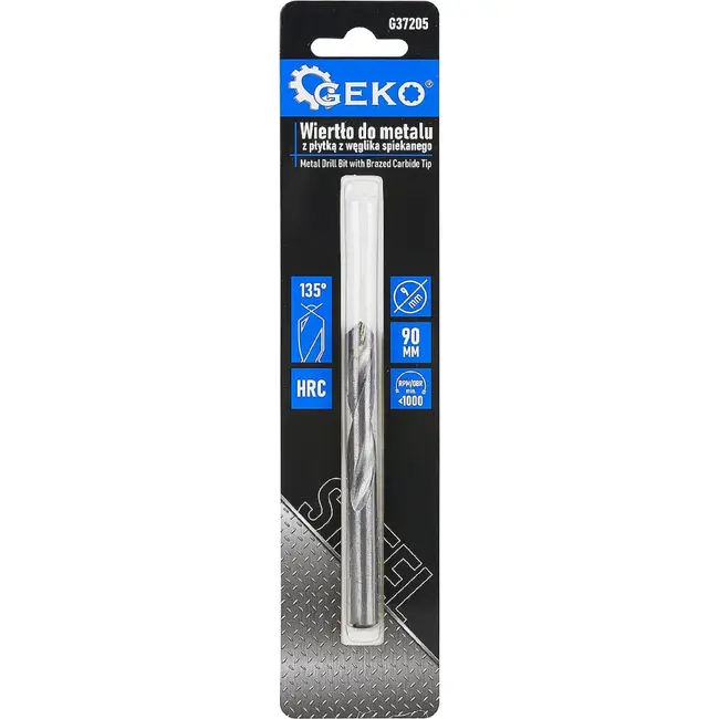 GEKO Metaalboor 9 x 90 mm met YG8 hardmetalen punt voor nauwkeurig boren in metaal