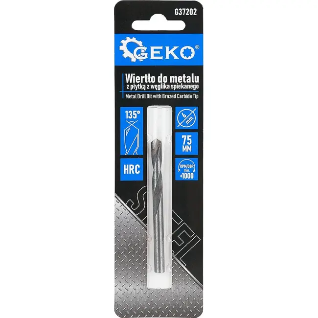 GEKO Metaalboor 6 x 75 mm met YG8 hardmetalen punt voor nauwkeurig boren in metaal