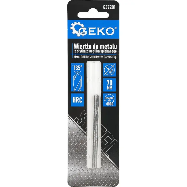 GEKO Metaalboor 5 x 70 mm met YG8 hardmetalen punt voor nauwkeurig boren in metaal