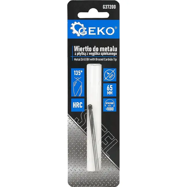 GEKO Metaalboor 4 x 65 mm met YG8 hardmetalen punt voor nauwkeurig boren in metaal