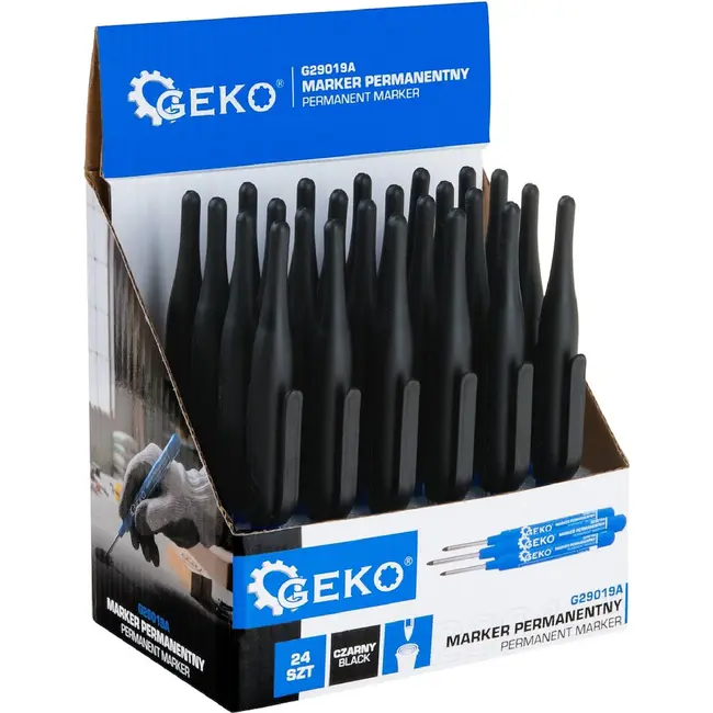 GEKO Permanente diep gat marker zwart 30 mm in displaybox met 24 stuks