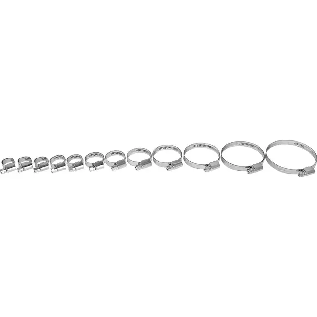 GEKO Slangklem assortiment set 220 stuks met 22 maten en metalen wandrek