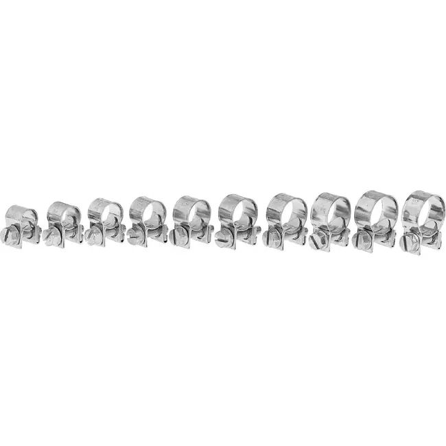 GEKO Slangklem assortiment set 220 stuks met 22 maten en metalen wandrek
