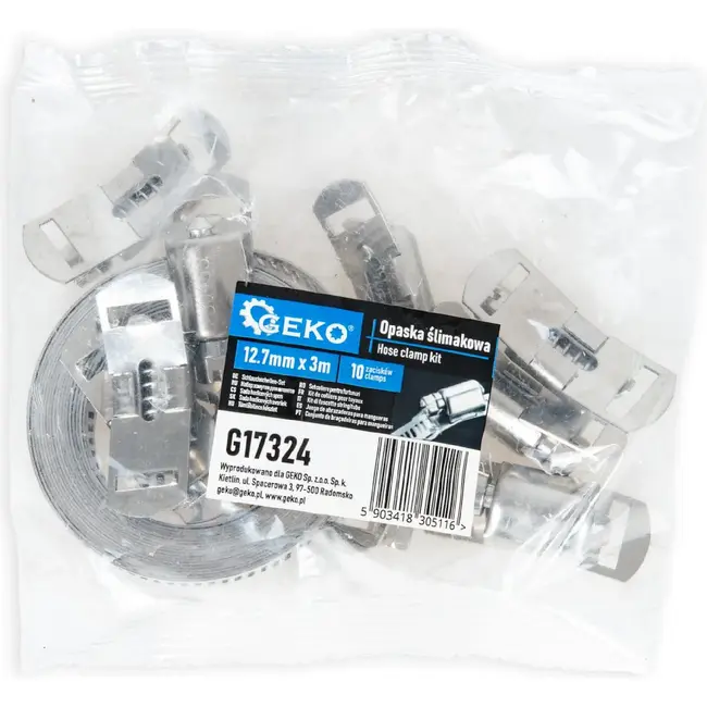 GEKO Slangklem bandset 12,7 mm x 3 m met 10 klemmen voor maatwerk