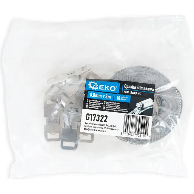 GEKO Slangklem bandset 8 mm x 3 m met 10 klemmen voor maatwerk