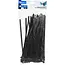 GEKO Zwarte herbruikbare kabelbinders 7,5 x 250 mm voor kabels en montage 100 stuks