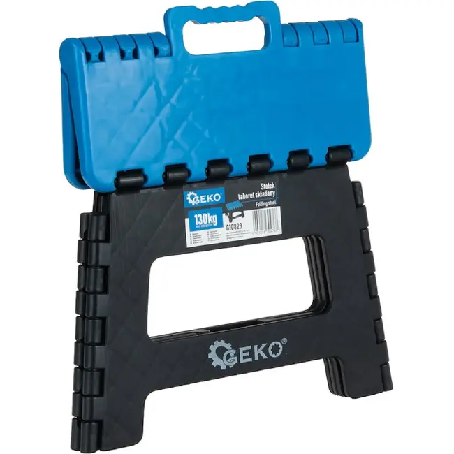 GEKO Inklapbare kruk 130 kg met handvat en compact opbergformaat 4 cm breed