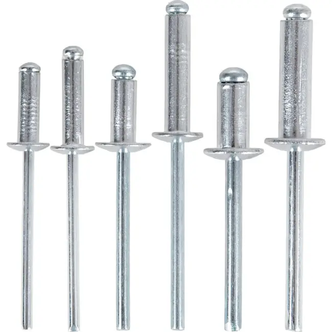 GEKO Aluminium popnagels set 450 stuks met maten 3,2 tot 4,8 mm in opbergkoffer