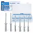 GEKO Aluminium popnagels set 450 stuks met maten 3,2 tot 4,8 mm in opbergkoffer