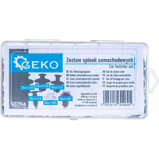 GEKO Kunststof auto clips assortiment 100-delig voor bekleding, bumper en wielkast