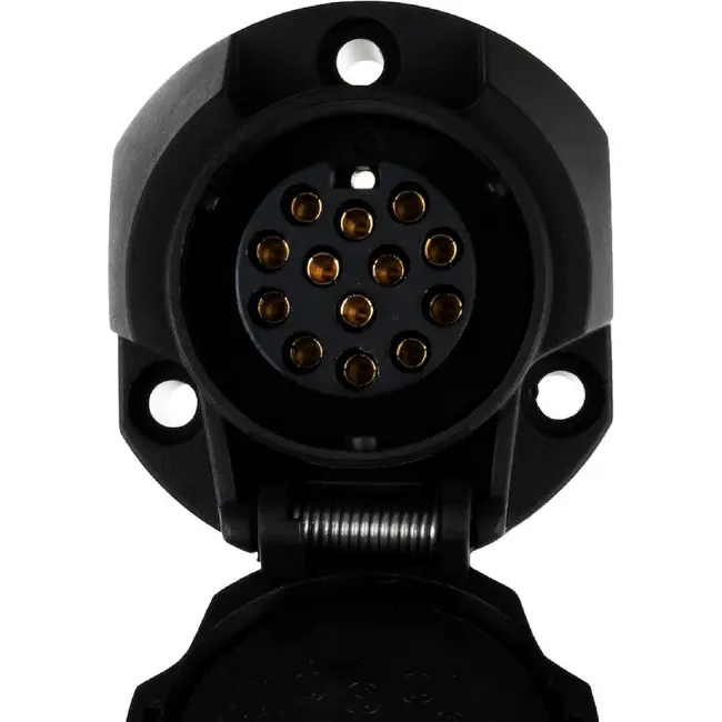 GEKO 13-polige aanhanger stekkerdoos 12 V zwart voor caravan en trailer aansluiting