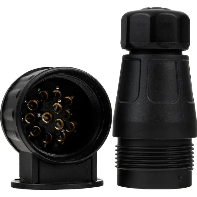 GEKO 13-polige aanhanger stekker 12 V zwart voor caravan, trailer en fietsendrager