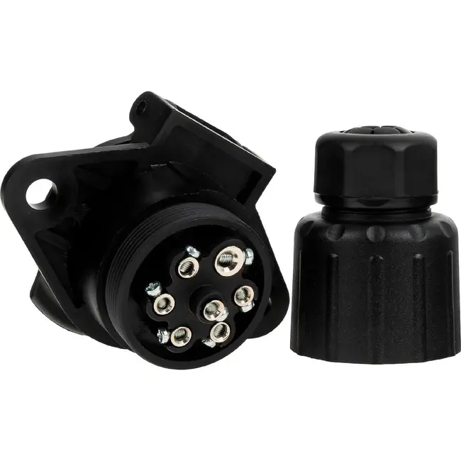 GEKO 7-polige aanhanger stekkerdoos type N 24 V zwart voor oplegger en trailer