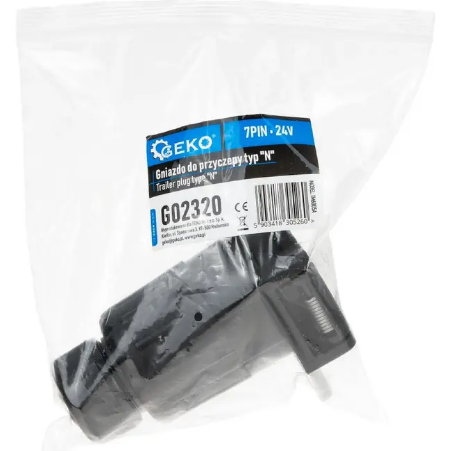 GEKO 7-polige aanhanger stekkerdoos type N 24 V zwart voor oplegger en trailer