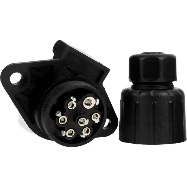 GEKO 7-polige aanhanger stekkerdoos type S 24 V zwart voor oplegger en trailer