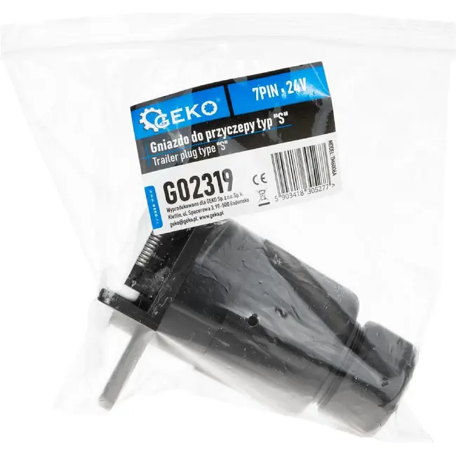 GEKO 7-polige aanhanger stekkerdoos type S 24 V zwart voor oplegger en trailer