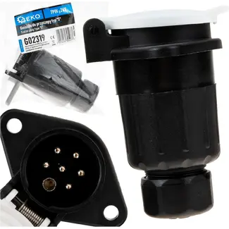 GEKO 7-polige aanhanger stekkerdoos type S 24 V zwart voor oplegger en trailer
