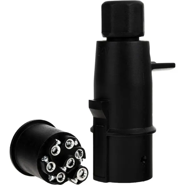 GEKO 7-polige aanhanger stekker type N 24 V zwart voor trailer en oplegger