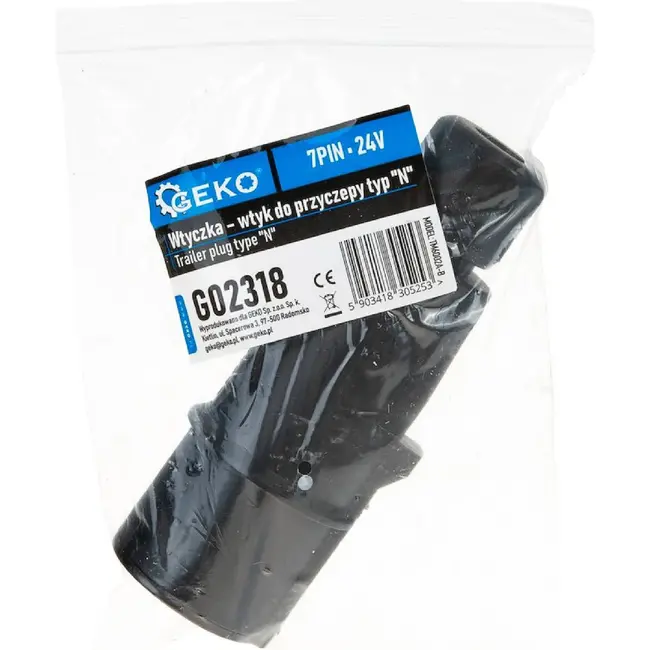 GEKO 7-polige aanhanger stekker type N 24 V zwart voor trailer en oplegger