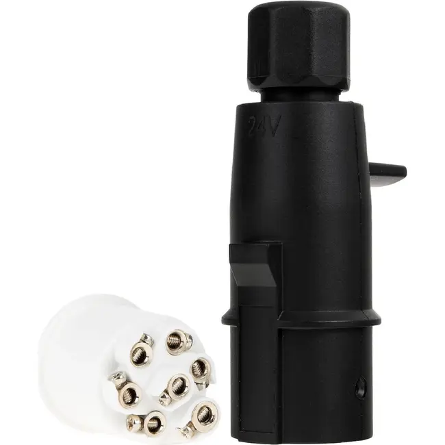 GEKO 7-polige aanhanger stekker type S 24 V zwart voor oplegger en trailer