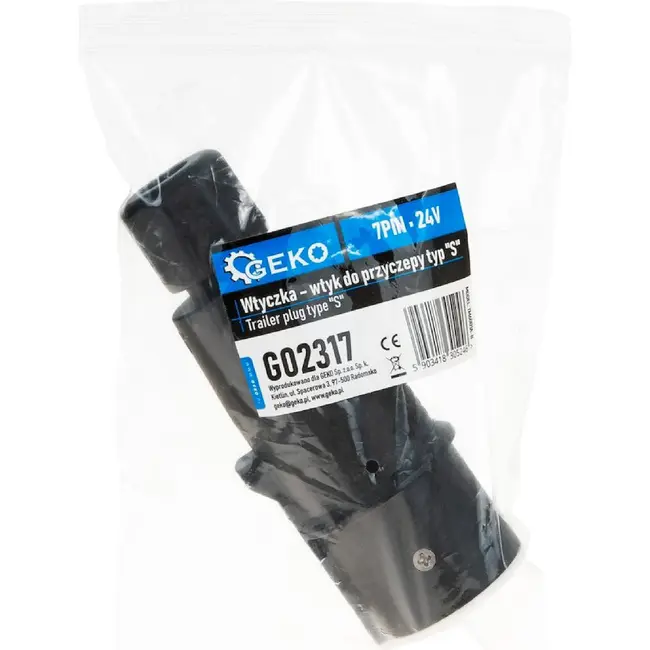 GEKO 7-polige aanhanger stekker type S 24 V zwart voor oplegger en trailer