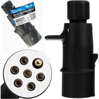 GEKO 7-polige aanhanger stekker type S 24 V zwart voor oplegger en trailer