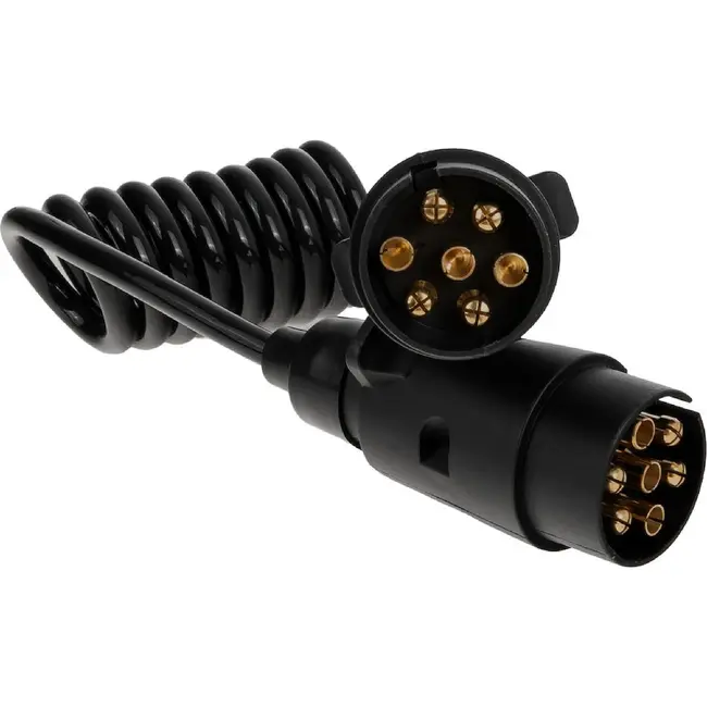 GEKO 7-polige spiraal verlengkabel 12 V 65-450 cm met 2 stekkers voor aanhanger en caravan