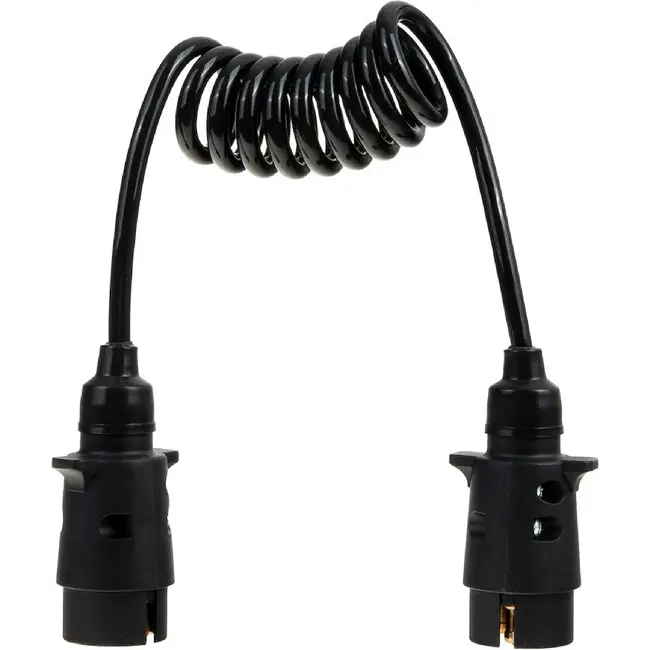 GEKO 7-polige spiraal verlengkabel 12 V 65-450 cm met 2 stekkers voor aanhanger en caravan