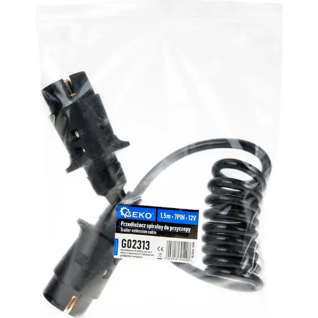 GEKO 7-polige spiraal verlengkabel 12 V 65-450 cm met 2 stekkers voor aanhanger en caravan