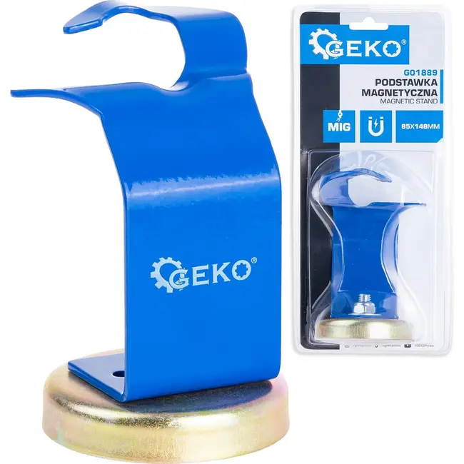 GEKO Magnetische houder voor MIG lastoorts 85 × 148 mm met stalen standaard en voet