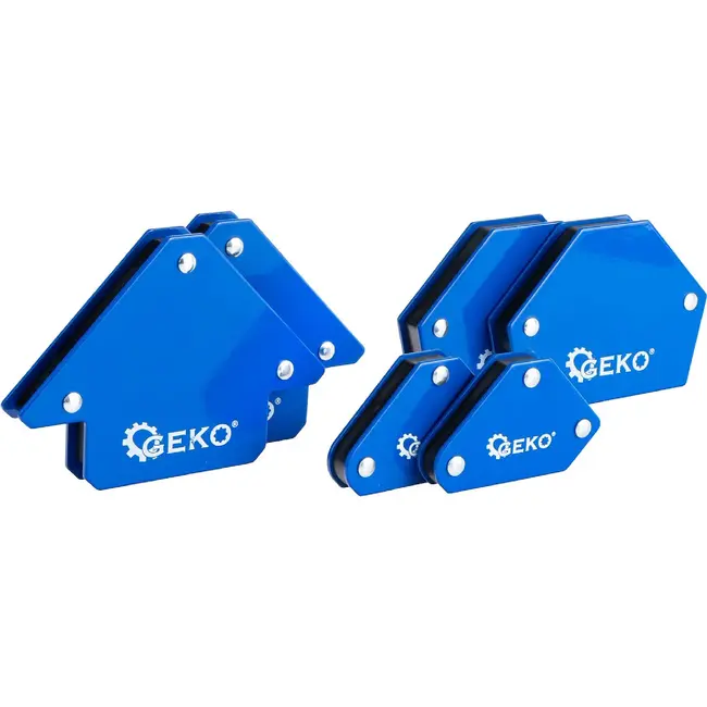 GEKO Magnetische laswinkelhaak set 6 stuks voor lassen uitlijnen en hechten 30° tot 135°