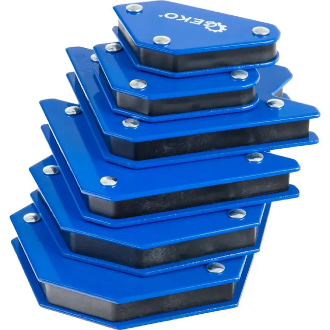 GEKO Magnetische laswinkelhaak set 6 stuks voor lassen uitlijnen en hechten 30° tot 135°