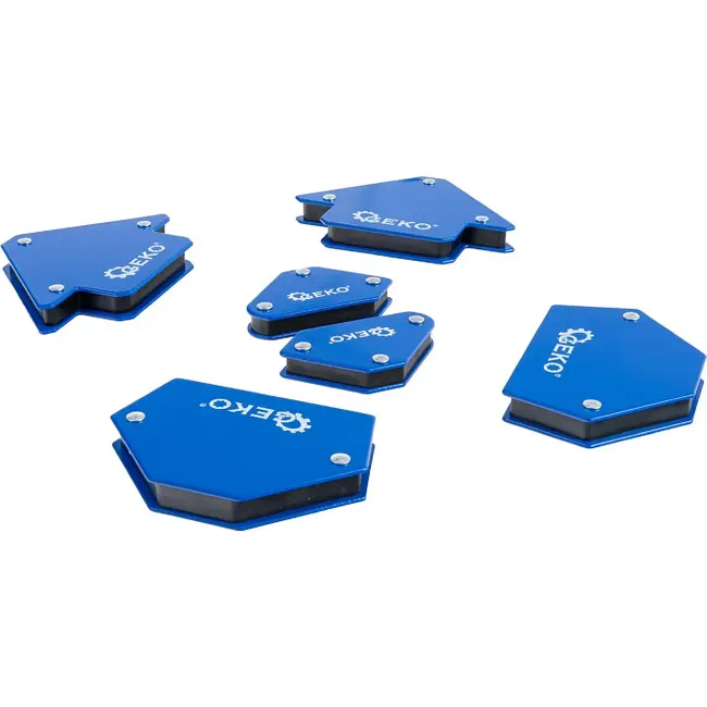 GEKO Magnetische laswinkelhaak set 6 stuks voor lassen uitlijnen en hechten 30° tot 135°