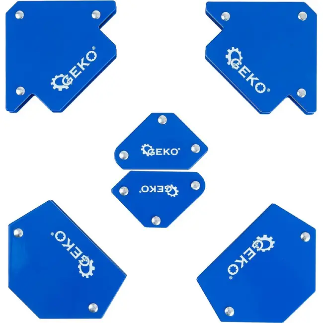 GEKO Magnetische laswinkelhaak set 6 stuks voor lassen uitlijnen en hechten 30° tot 135°