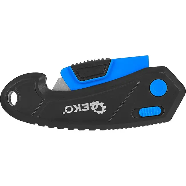 GEKO Inklapbaar veiligheidsmes 24 stuks met SK5 trapezium mes en ABS handgreep zwart blauw