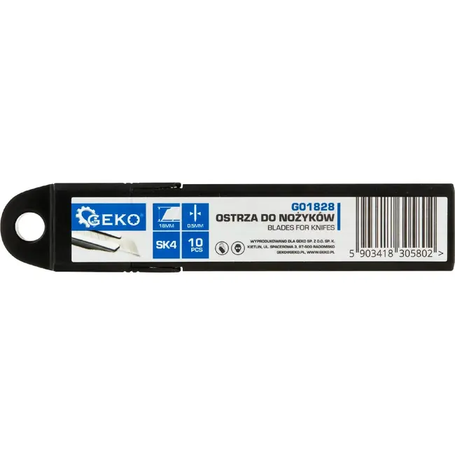 GEKO Afbreekmesjes 18 mm 10 stuks SK4 segmentmessen in afsluitbare houder