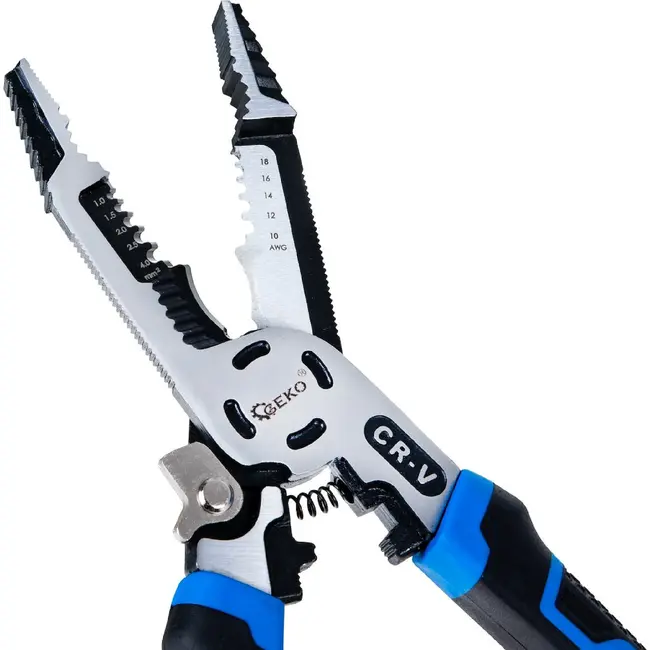 GEKO Multifunctionele draadstriptang 225 mm 9-in-1 voor strippen knippen en krimpen