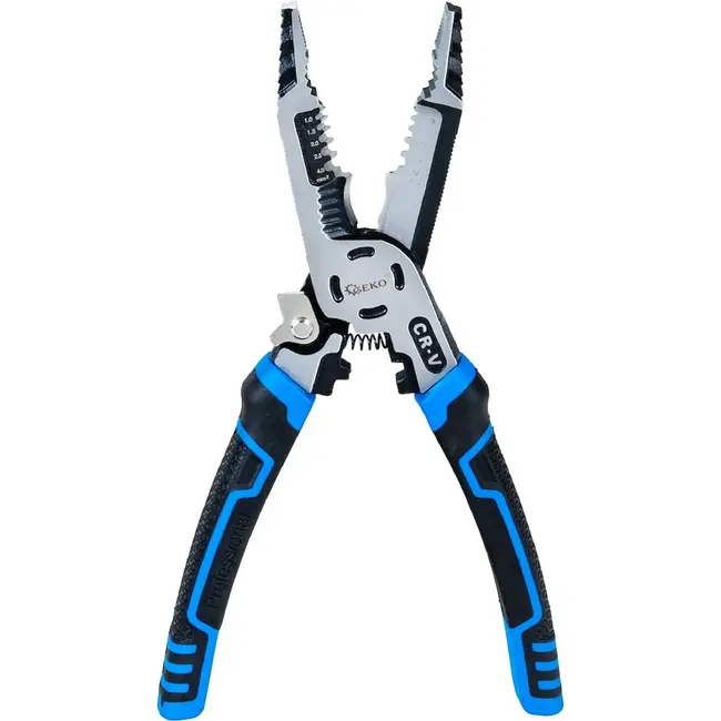 GEKO Multifunctionele draadstriptang 225 mm 9-in-1 voor strippen knippen en krimpen