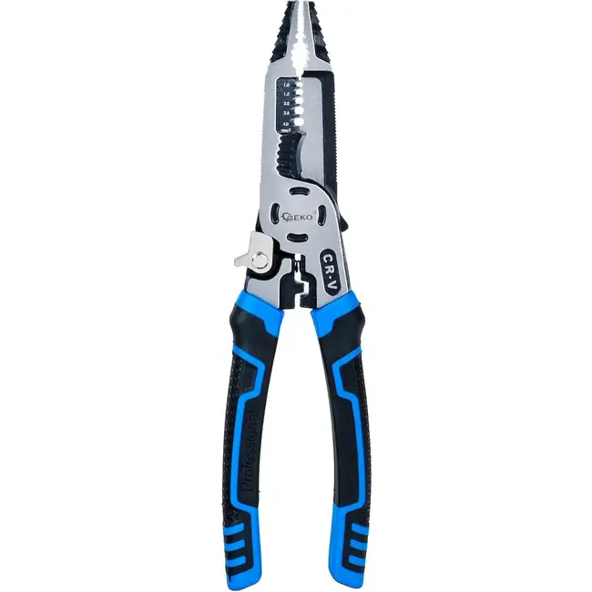 GEKO Multifunctionele draadstriptang 225 mm 9-in-1 voor strippen knippen en krimpen