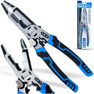 GEKO Multifunctionele draadstriptang 225 mm 9-in-1 voor strippen knippen en krimpen