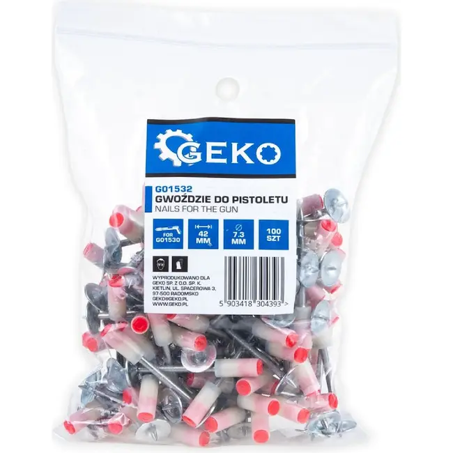 GEKO Nagels voor pneumatisch mini spijkerpistool 42 mm 100 stuks staal diameter 7,3 mm