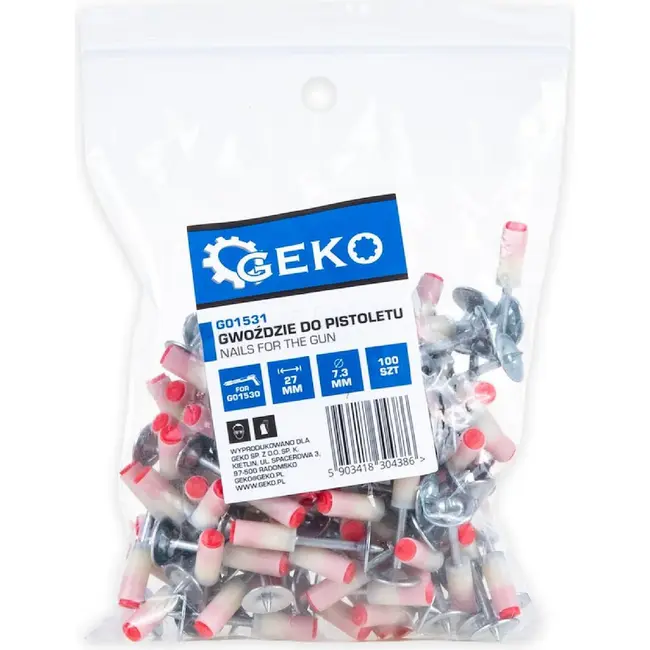 GEKO Nagels voor pneumatisch mini spijkerpistool 27 mm 100 stuks staal diameter 7,3 mm