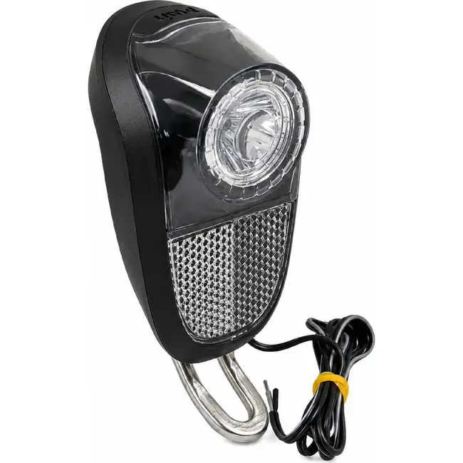 Union LED koplamp voor naafdynamo - zwart - RVS haak - 1x high power LED