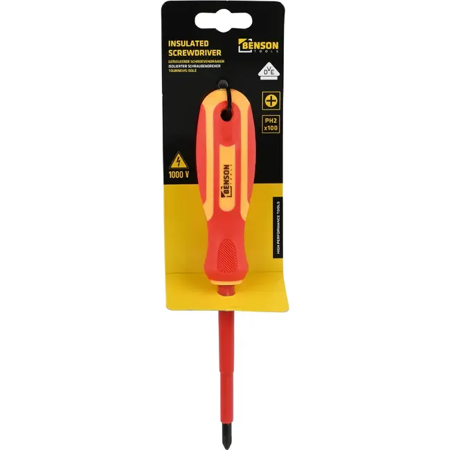 Benson Schroevendraaier phillips PH2x 100 - maat 100 - met handvat - met grip - 000 V - 1,000 V
