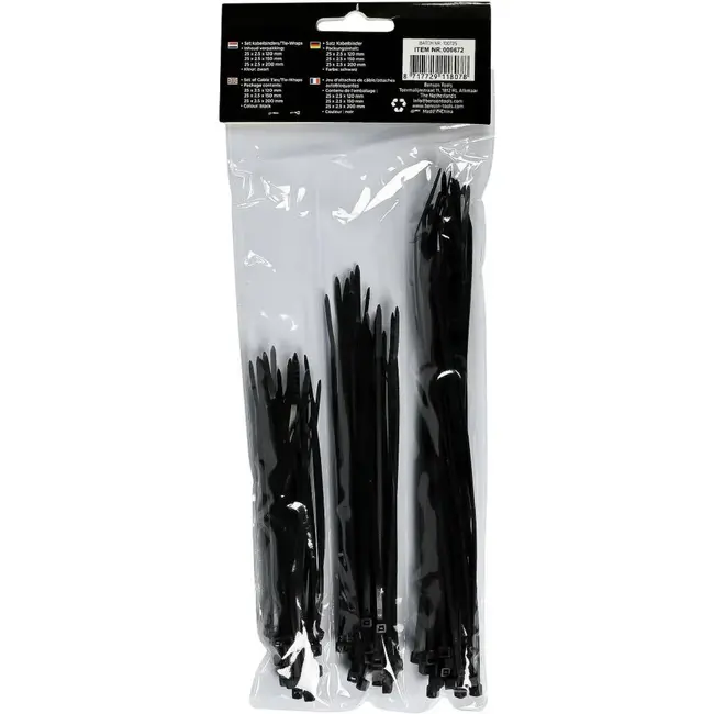 Benson Tie Rib Kabelbinders Set - Sterk en Duurzaam - 75 stuks - Zwart