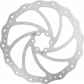 M-Wave Remschijf - RVS - 203 mm - 6-gaats - Zilver - Inclusief boutjes