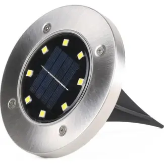 Benson Solar grondspot - modern design - spatwaterdicht - Ø12 x 11,5 cm - zilver